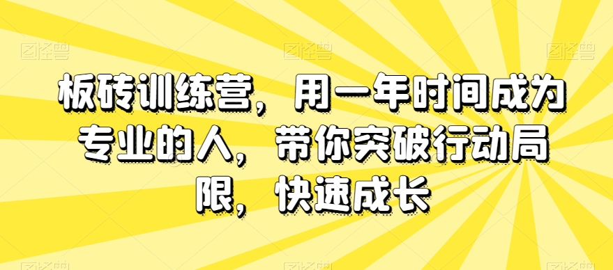 板砖训练营，用一年时间成为专业的人，带你突破行动局限，快速成长-创业项目网