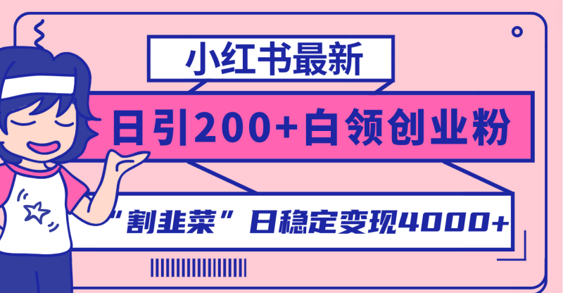 小红书最新日引200+创业粉”割韭菜“日稳定变现4000+实操教程!-创业项目网