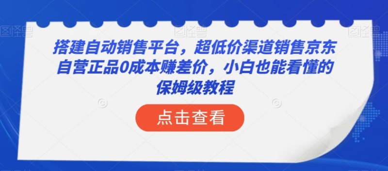 搭建自动销售平台,超低价渠道销售京东自营正品0成本赚差价,小白也能看懂的保姆级教程-创业项目网