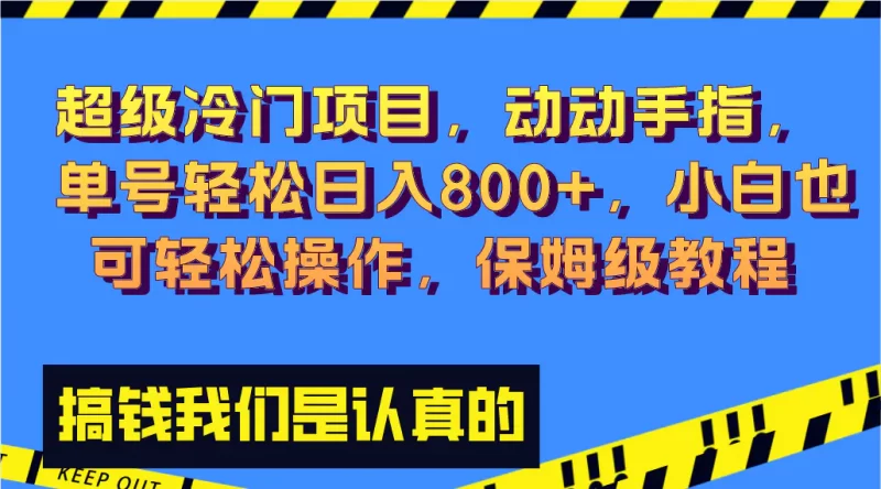 超级冷门项目,动动手指,单号轻松日入800+,小白也可轻松操作,保姆级教程-创业项目网