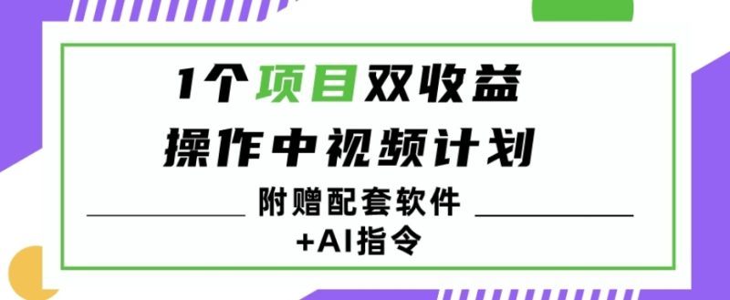 1个项目双收益?操作中视频计划1天最高3100+收益?(附赠配套软件+AI指令)-创业项目网