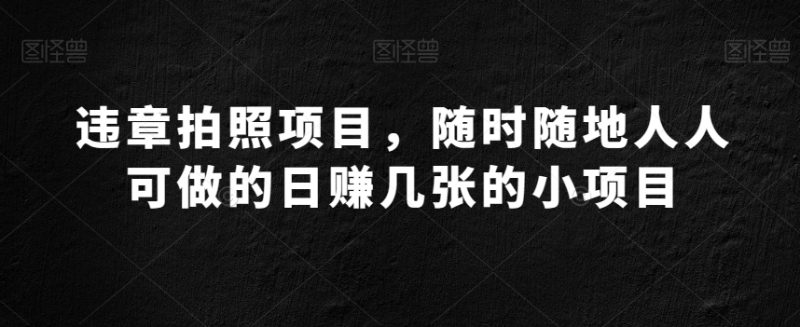 违章拍照项目,随时随地人人可做的日赚几张的小项目-创业项目网