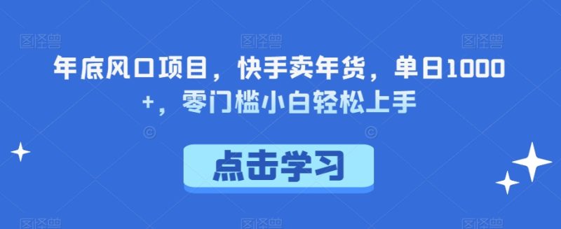 年底风口项目,快手卖年货,单日1000+,零门槛小白轻松上手-创业项目网