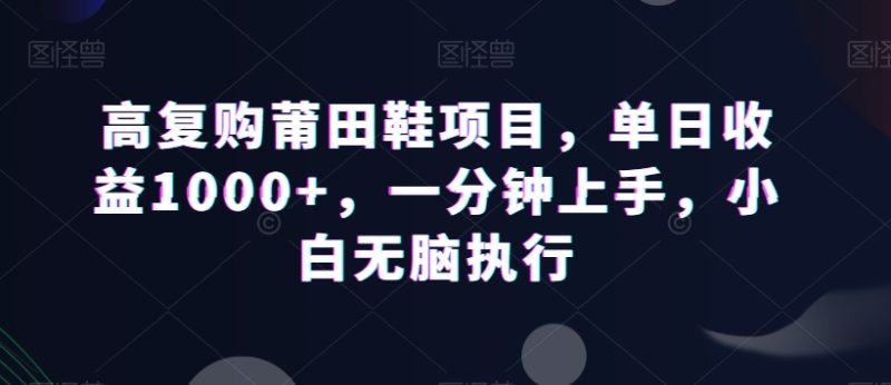 高复购莆田鞋项目，单日收益1000+，一分钟上手，小白无脑执行-创业项目网