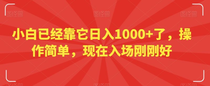小白已经靠它日入1000+了,操作简单,现在入场刚刚好-创业项目网