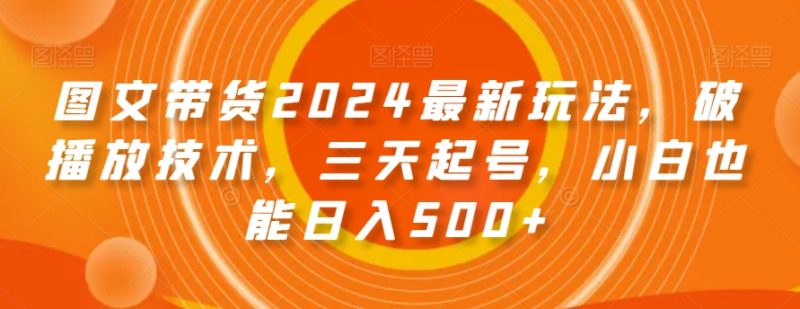 图文带货2024最新玩法,破播放技术,三天起号,小白也能日入500+-创业项目网