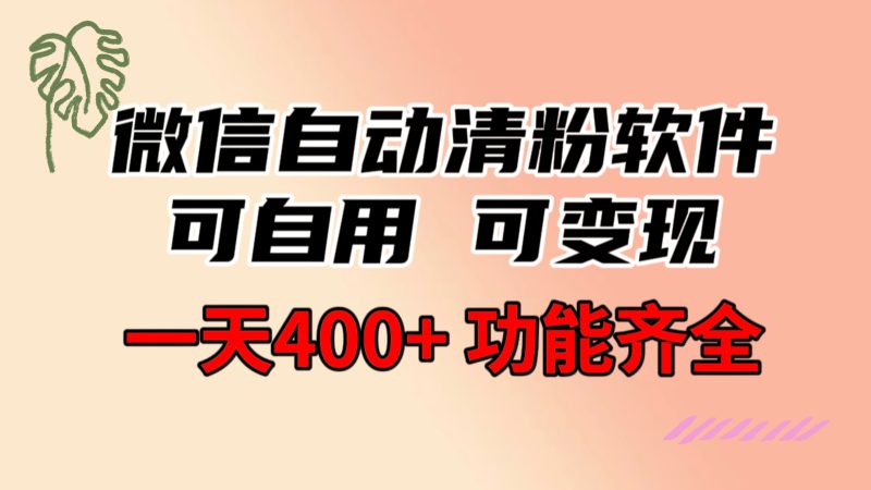 功能齐全的微信自动清粉软件,可自用可变现,一天400+,0成本免费分享-创业项目网