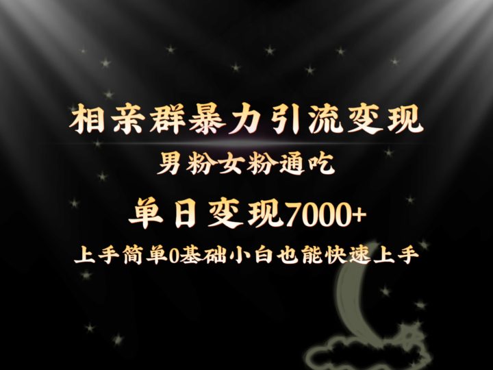 全网首发相亲群暴力引流男粉女粉通吃变现玩法,单日变现7000+保姆教学1.0-创业项目网