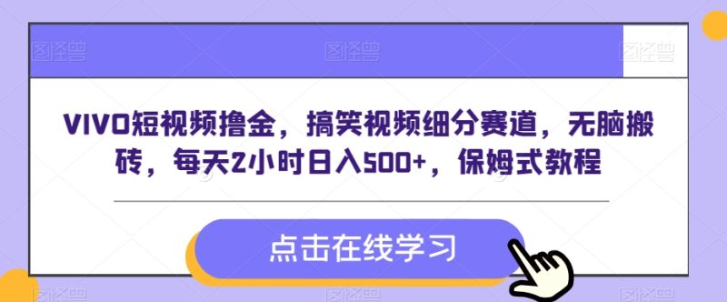 VIVO短视频撸金,搞笑视频细分赛道,无脑搬砖,每天2小时日入500+,保姆式教程-创业项目网