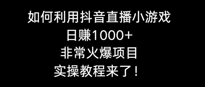 如何利用抖音直播小游戏日赚1000+,非常火爆项目,实操教程来了!-创业项目网
