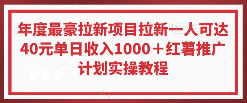 年度最豪拉新项目,拉新一人可达40元,单日收入1000+,红薯推广计划实操教程-创业项目网