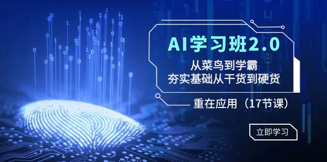 AI学习班2.0：从菜鸟到学霸，夯实基础从干货到硬货，重在应用（17节课）-创业项目网