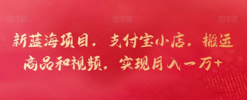 新蓝海项目,支付宝小店,搬运商品和视频,实现月入一万+-创业项目网