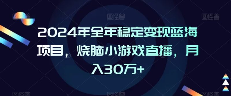 2024年全年稳定变现蓝海项目,烧脑小游戏直播,月入30万+-创业项目网
