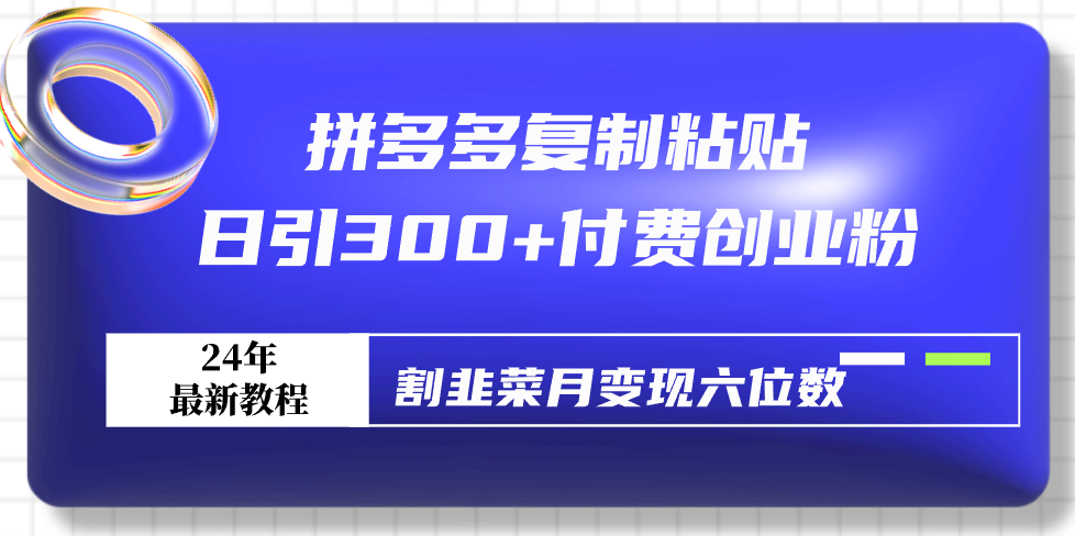 拼多多复制粘贴日引300+付费创业粉，割韭菜月变现六位数最新教程！-创业项目网