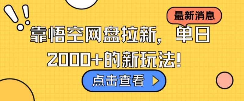 靠悟空网盘拉新,单日2000+的新玩法!-创业项目网