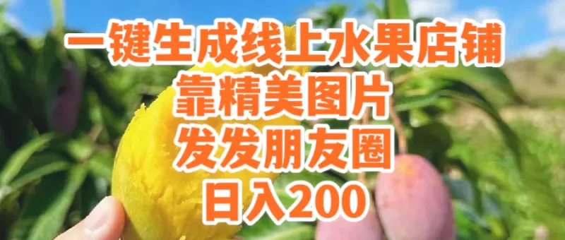 一键生成线上水果店,靠精美图片发发朋友圈,也能日入200-创业项目网