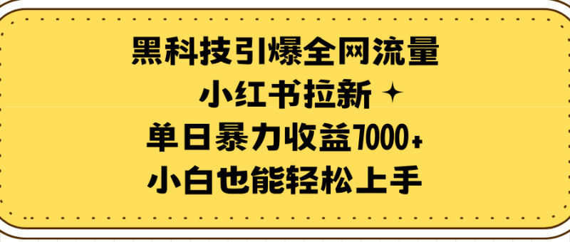 黑科技引爆全网流量小红书拉新，单日暴力收益7000+，小白也能轻松上手-创业项目网