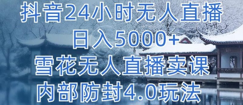 抖音24小时无人直播 日入5000+,小雪花无人直播卖课,内部防封4.0玩法-创业项目网