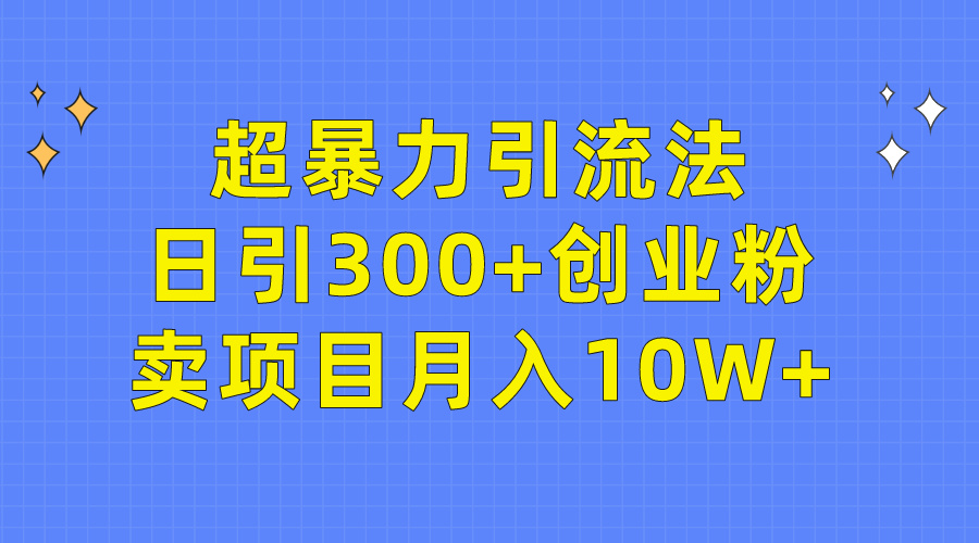超暴力引流法，日引300+创业粉，卖项目月入10W+-创业项目网