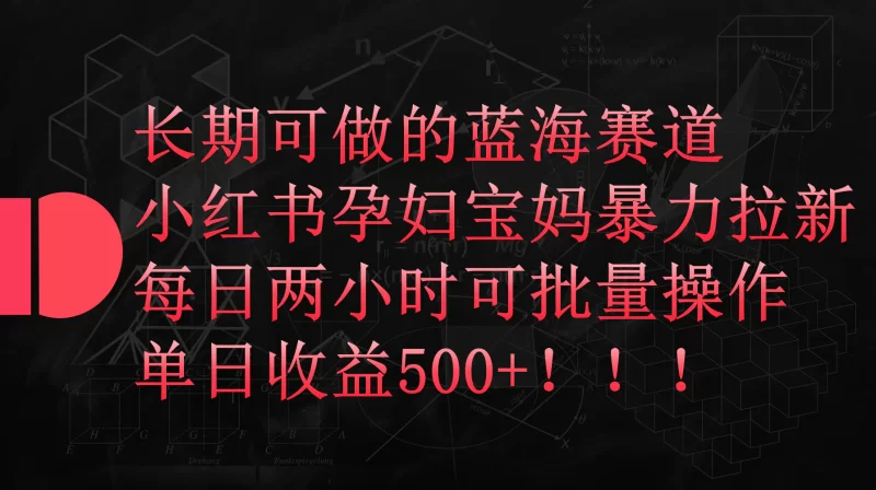 小红书孕妇宝妈暴力拉新玩法,每日两小时,单日收益500+-创业项目网