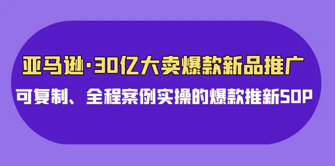亚马逊30亿·大卖爆款新品推广，可复制、全程案例实操的爆款推新SOP-创业项目网