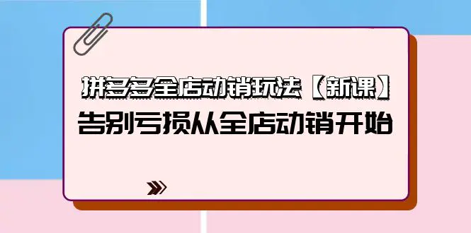 拼多多全店动销玩法【新课】，告别亏损从全店动销开始（4节视频课）-创业项目网