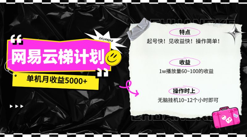 最新网易云梯计划网页版,单机月收益5000+!可放大操作-创业项目网