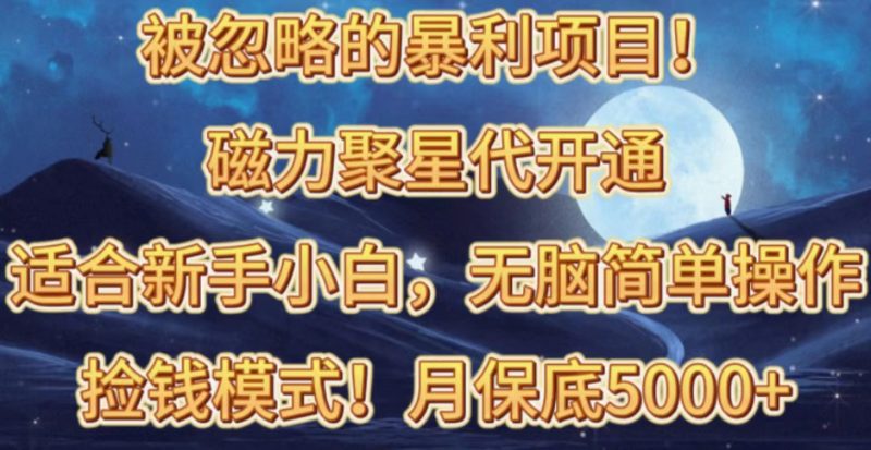 被忽略的暴利项目!磁力聚星代开通捡钱模式,轻松月入五六千-创业项目网
