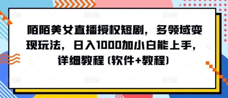 陌陌美女直播授权短剧,多领域变现玩法,日入1000加小白能上手,详细教程(软件+教程)-创业项目网
