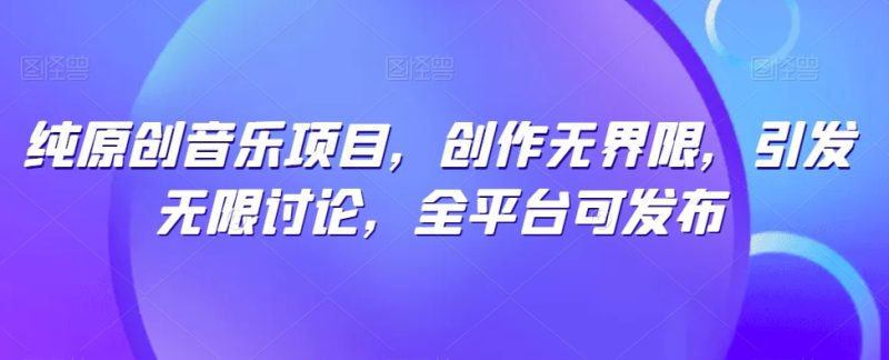 纯原创音乐项目,创作无界限,引发无限讨论,全平台可发布-创业项目网