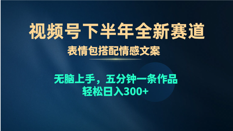 视频号下半年全新赛道，表情包搭配情感文案 无脑上手，五分钟一条作品，轻松日入300+-创业项目网