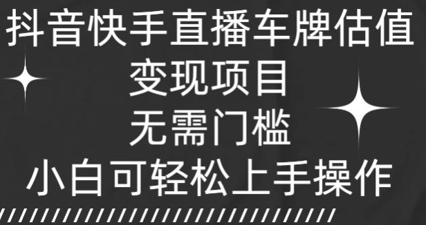 抖音快手直播车牌估值变现项目，无需门槛，小白可轻松上手操作-创业项目网
