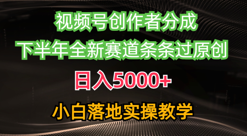 视频号创作者分成最新玩法，日入5000+ 下半年全新赛道条条过原创，小白落地实操教学-创业项目网