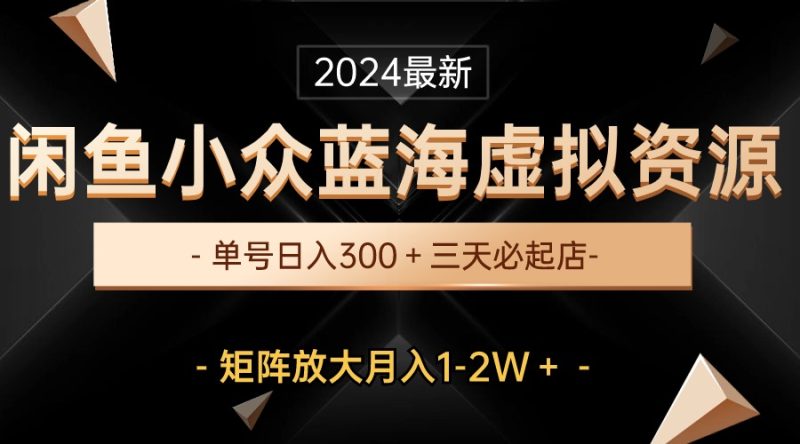 最新闲鱼小众蓝海虚拟资源,单号日入300+,三天必起店,矩阵放大月入1-2W-创业项目网