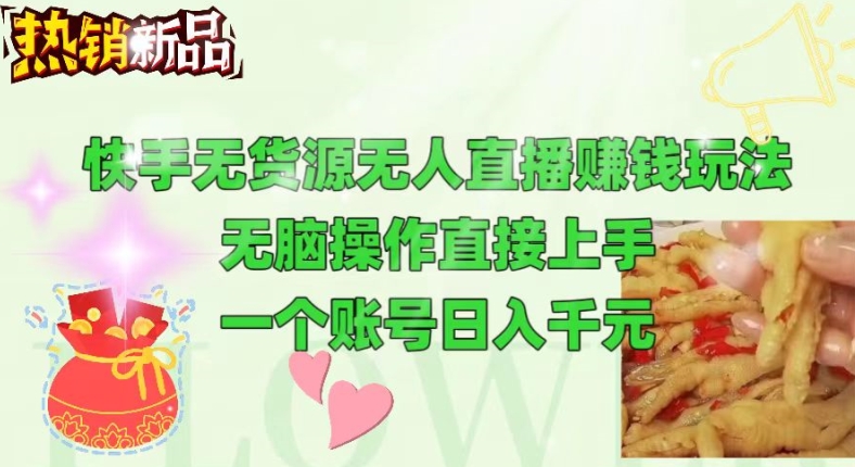 快手无货源无人直播赚钱玩法，无脑操作直接上手，可以批量起号-创业项目网