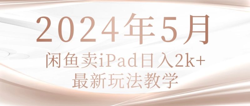 2024年5月闲鱼卖ipad日入2k,最新玩法教学-创业项目网