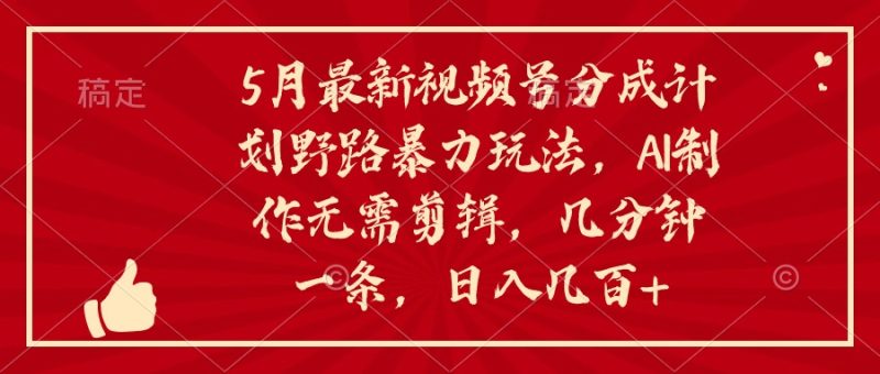 5月最新视频号分成计划野路暴力玩法,ai制作,无需剪辑,几分钟一条,日入几百+-创业项目网
