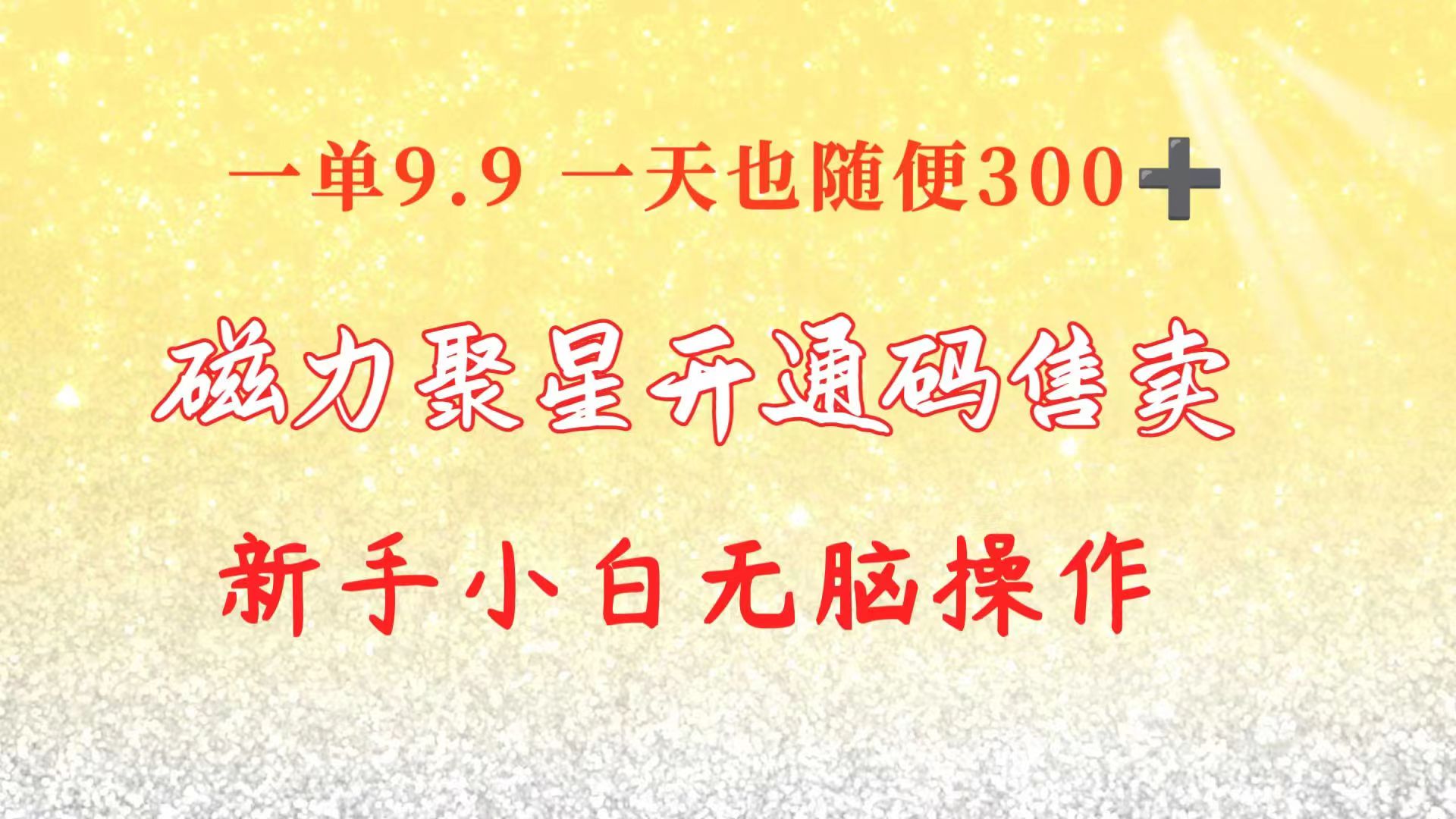 快手磁力聚星码信息差 售卖 一单卖9.9 一天也轻松300+ 新手小白无脑操作-创业项目网