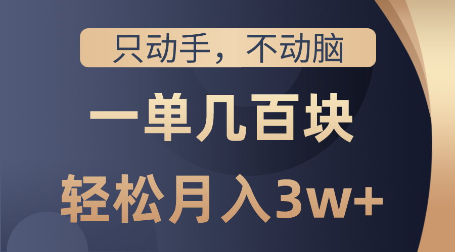 只动手不动脑，一单几百块，轻松月入3w+，看完就能直接操作，详细教程-创业项目网