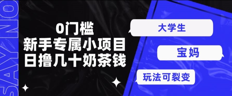 0门槛，新手专属小项目，日撸几十奶茶钱-创业项目网