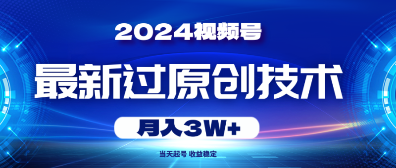 2024视频号最新过原创技术,当天起号,收益稳定,月入3W+-创业项目网