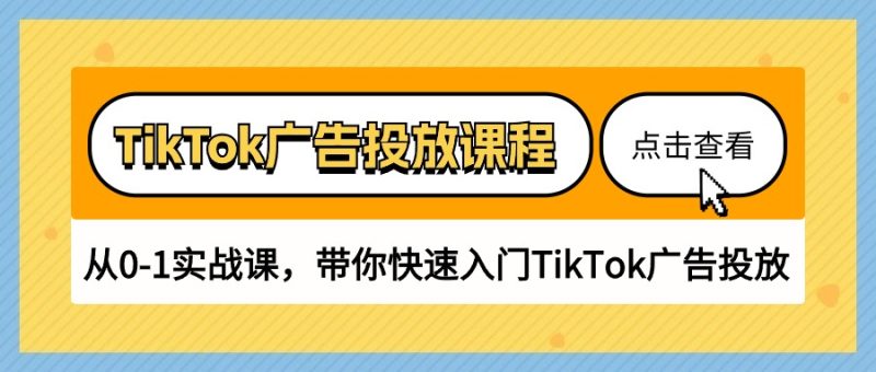 TikTok广告投放课程,从0-1实战课,带你快速入门TikTok广告投放(30节课)-创业项目网