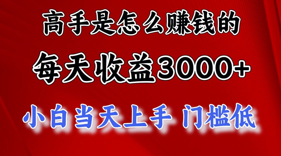 高手是怎么赚钱的，一天收益3000+ 这是穷人逆风翻盘的一个项目，非常值得做的项目-创业项目网