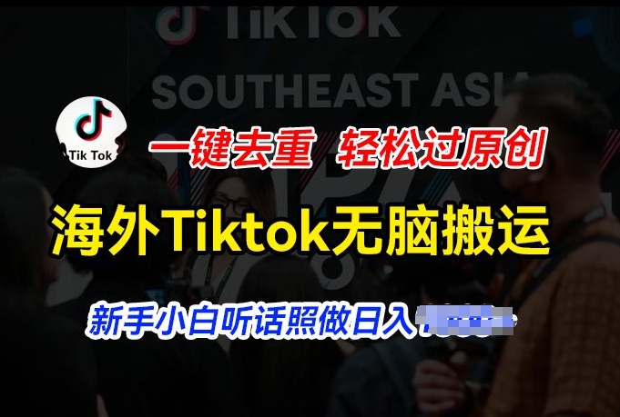海外Tiktok短视频无脑搬运，一键去重轻松过原创，新手小白听话照做日入几张-创业项目网