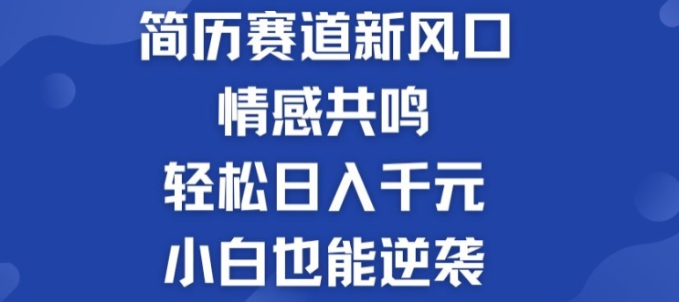 揭秘！简历模板赛道的新风口，情感共鸣，轻松日入千元，小白也能逆袭!-创业项目网