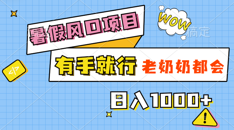 暑假风口项目,有手就行,老奶奶都会,轻松日入1000+-创业项目网