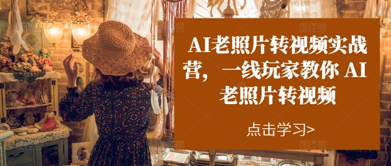 AI老照片转视频实操训练营，一线玩家教你AI老照片转视频-创业项目网