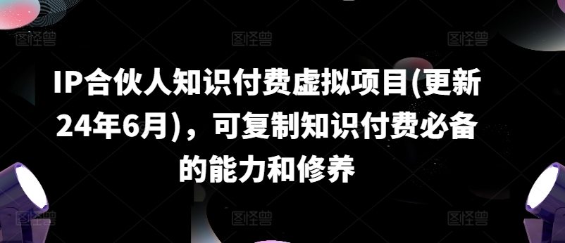 IP合伙人知识付费虚拟项目(更新24年6月)，可复制知识付费必备的能力和修养-创业项目网