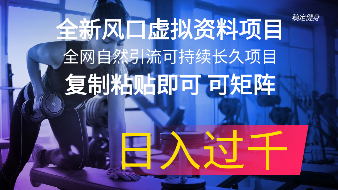 全新风口虚拟资料项目，全网自然引流可持续长久项目，复制粘贴即可，可矩阵，日入1000+-创业项目网